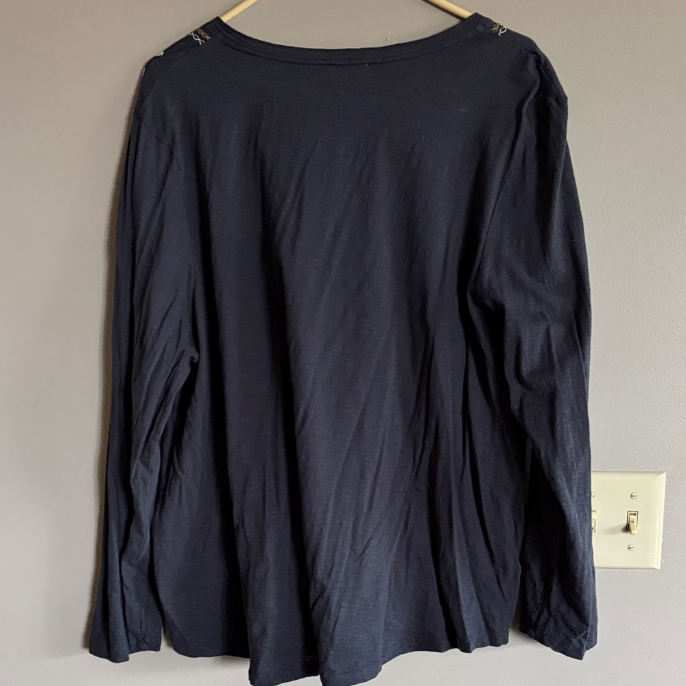 Sundance Slate Long-Sleeve Henley with Floral Embroidery - Picture 5 of 7